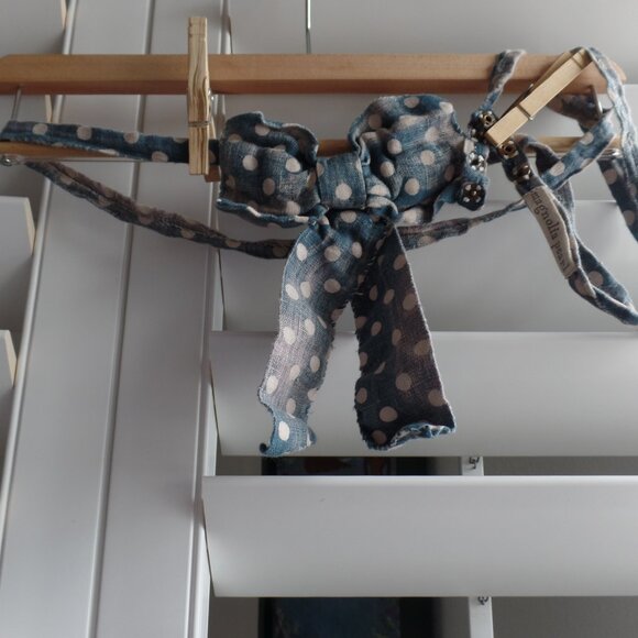 NWT Magnolia Pearl Polka Dot Linen Louis Jabot Extended Tie Jabot 036 Frenchie - Picture 7 of 9